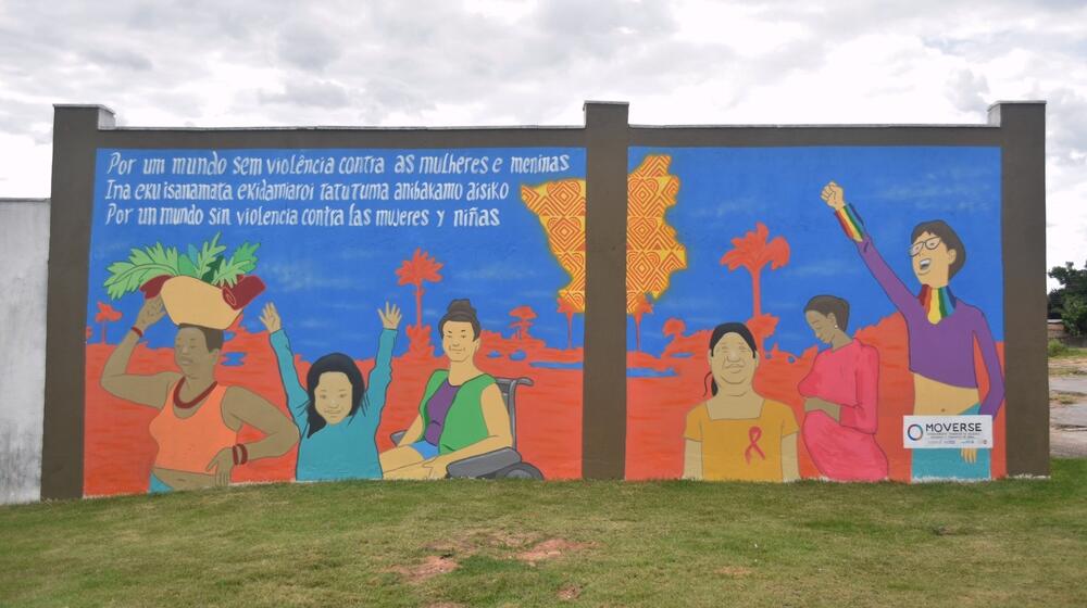 A colourful mural.