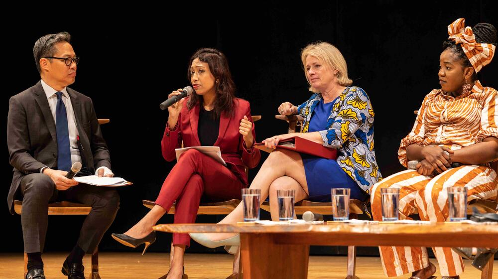 The Member of the National Assembly of Mauritius speaks at a panel.