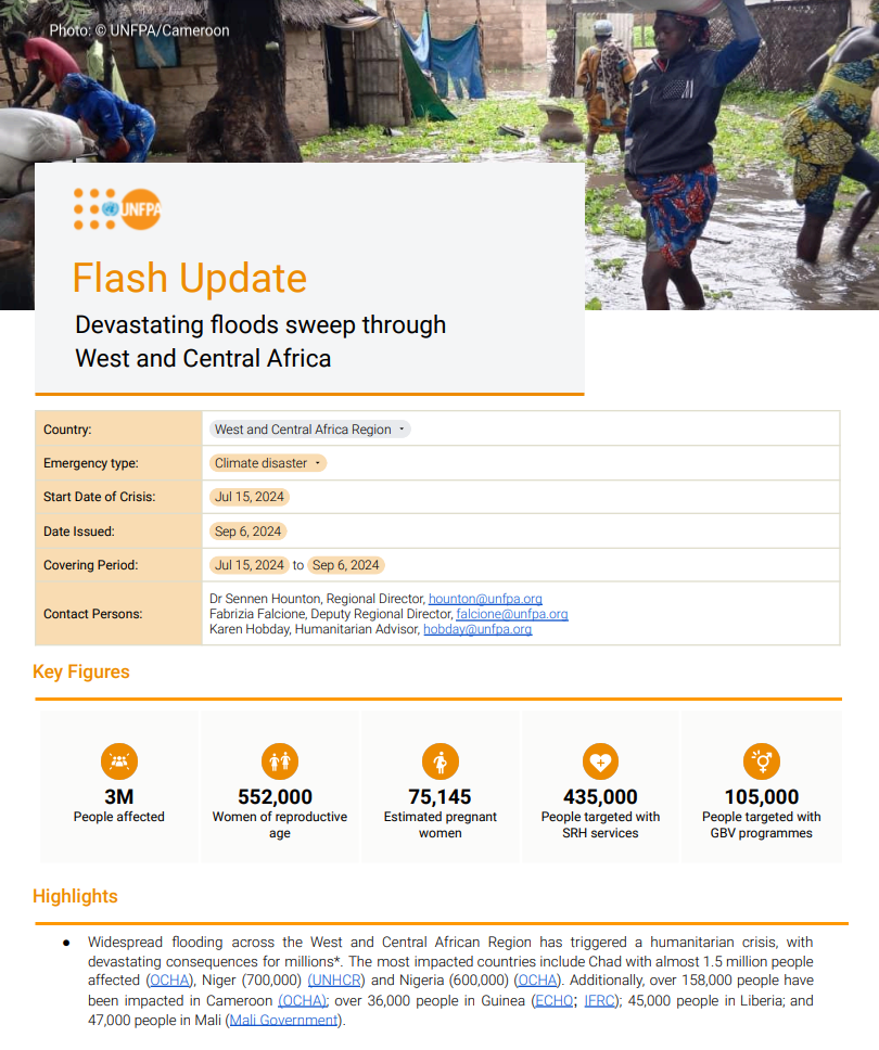 West and Central Africa Situation Report - Floods Flash Update #1 - 9 September 2024