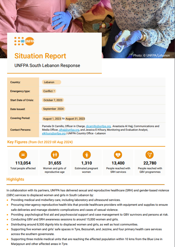 South Lebanon Situation Report #1 - August  2024