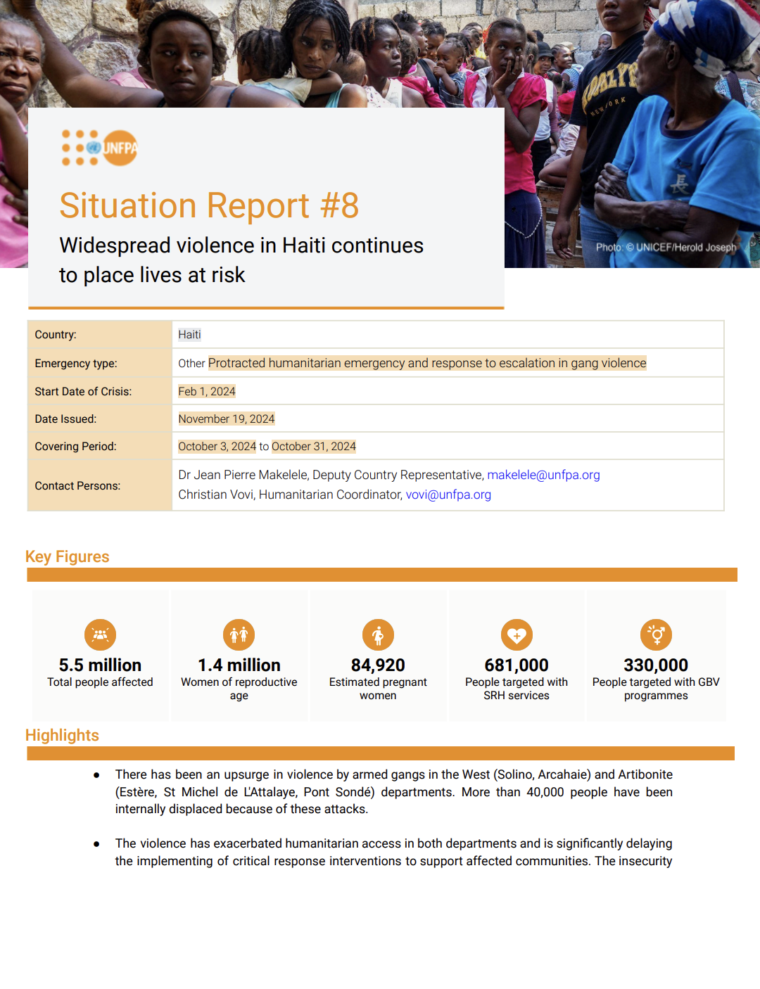 Haiti Situation Report #8 - November 2024