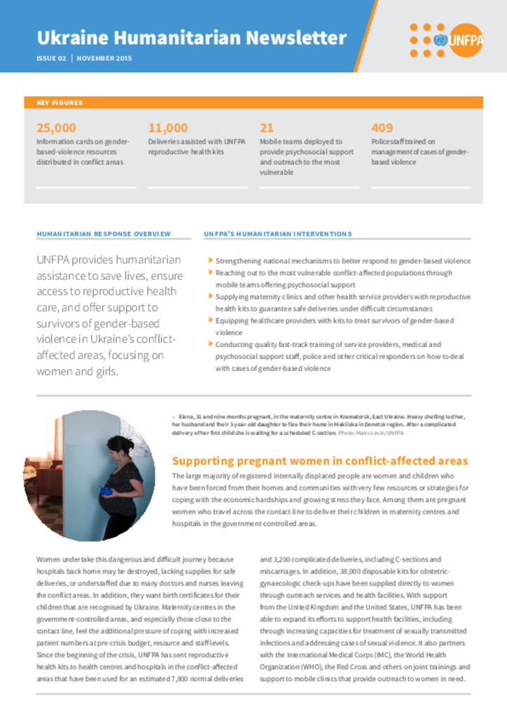 Ukraine Humanitarian Newsletter, Issue 02, November 2015