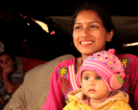 A woman with her child.